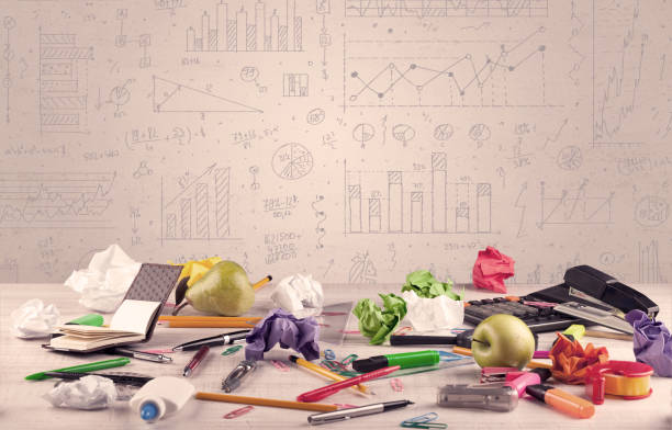 istock Graph charts and designer office desk 924068102