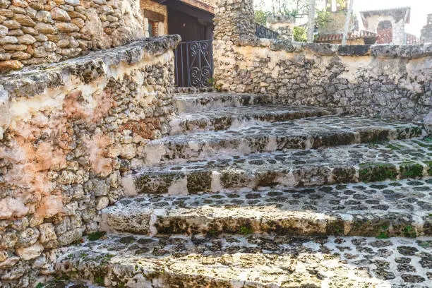 Stone staircase in the ancient city of Altos de Chavon Punta Cana Dominican Republic