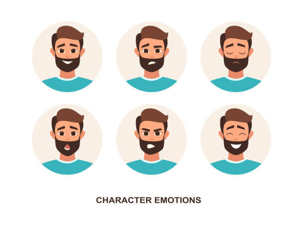 Cartoon Characters Avatars Emotion Stock Illustration - Download Image Now  - Men, Sadness, Human Face - iStock