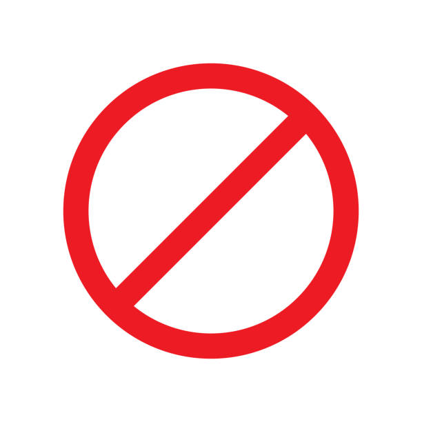 ilustraciones, imágenes clip art, dibujos animados e iconos de stock de ninguna señal. blanco cruzado hacia fuera del círculo rojo. icono de vector - restricted area sign