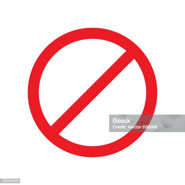 No Sign Blank Crossed Out Red Circle Vector Icon Stock Illustration - Download Image Now - Forbidden, Icon Symbol, 'No' Symbol