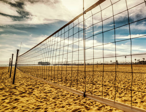 istock Beach volley net in Santa Barbara shore 924077114