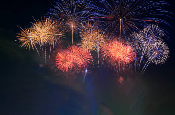 istock Colorful fireworks celebration and the night sky background. 924077160