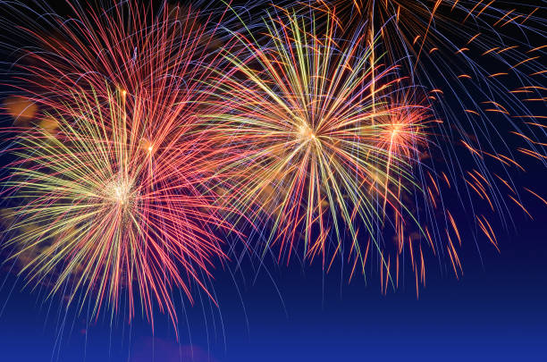 istock Colorful fireworks celebration and the twilight sky background. 924077424