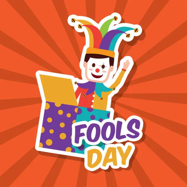 Vector illustration of fools day greeting card