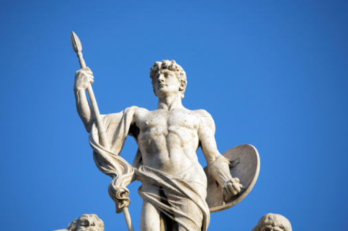 Marble statue. Vittorio Emanuele monument in Rome. Italy.