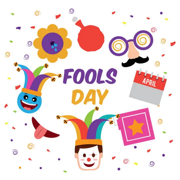 Vector illustration of fools day greeting card