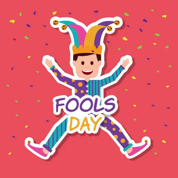 Vector illustration of fools day greeting card