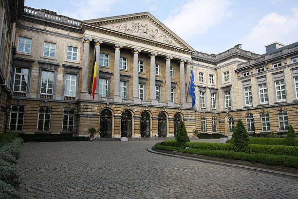 Belgian parliament in Brussels stock photo
