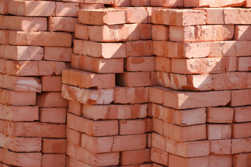New hollow bricks stacked in a construction - Buenos Aires - Argentina