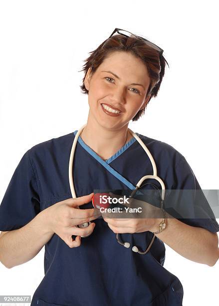 Nurse With Heart Stock Photo - Download Image Now - Adult, Beautiful People, Beautiful Woman