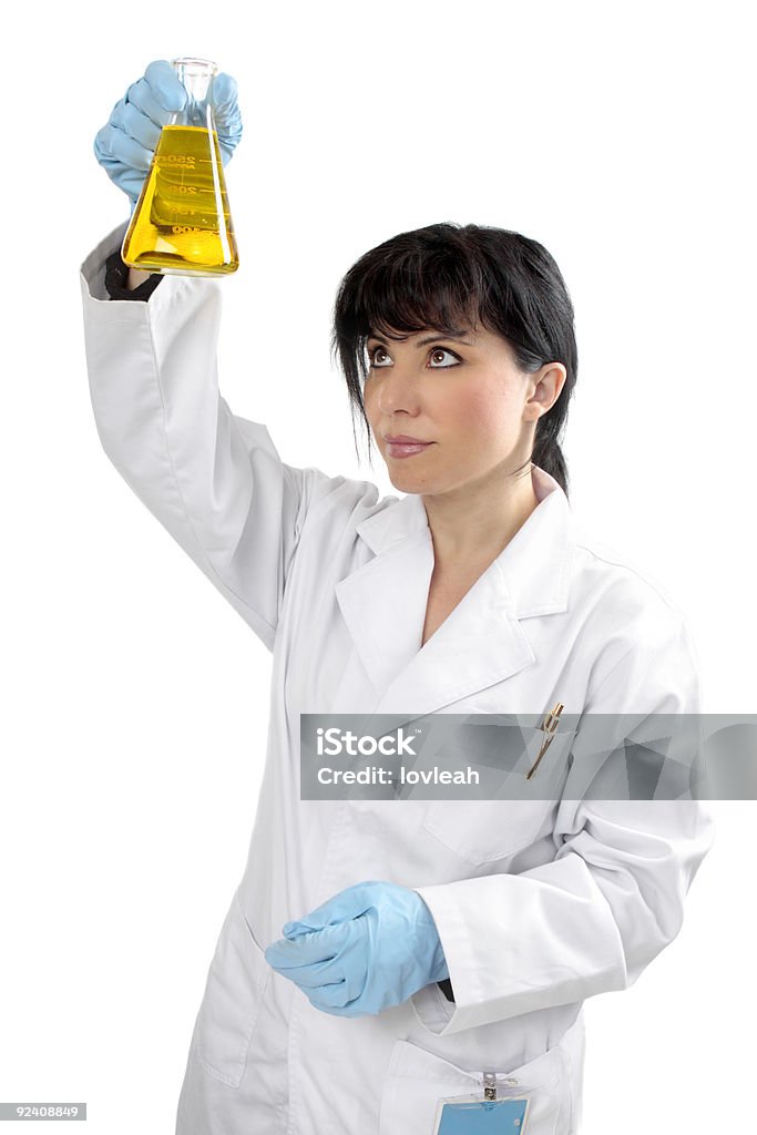 Wissenschaftler Chemiker mit Glaskolben - Lizenzfrei Alkalisch Stock-Foto