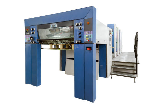 istock Offset press machine in a modern printing house, isolated on white with clipping path included 924090666