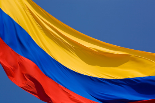 Close Up Of The Colombian National Flag