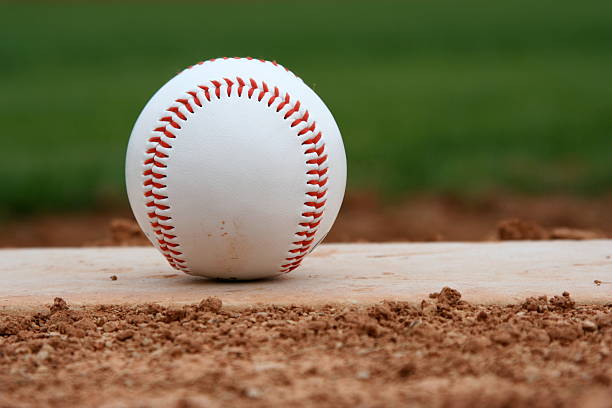 Baseball on the mound stock photo