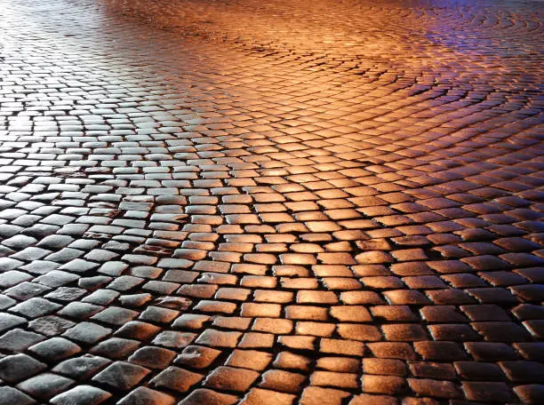 Photo of Block cobbles of night city