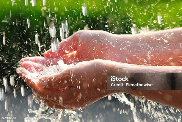 Water Drops Splashing On Cupped Hands Stock Photo - Download Image Now - Adult, Adults Only, Clean