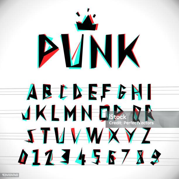 Font With Glitched Stereo Effect Stock Illustration - Download Image Now - Punk - Person, Typescript, Rock Music