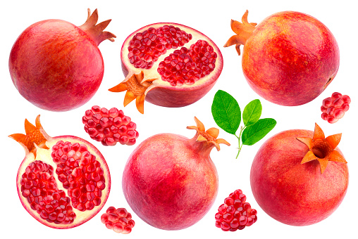 Pomegranate isolated. Group of pomegranates isolated on white background