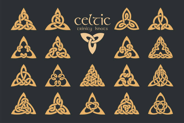 ilustrações de stock, clip art, desenhos animados e ícones de vector celtic trinity knot. 18 items. ethnic ornament. geometric - celtic culture tied knot decoration pattern