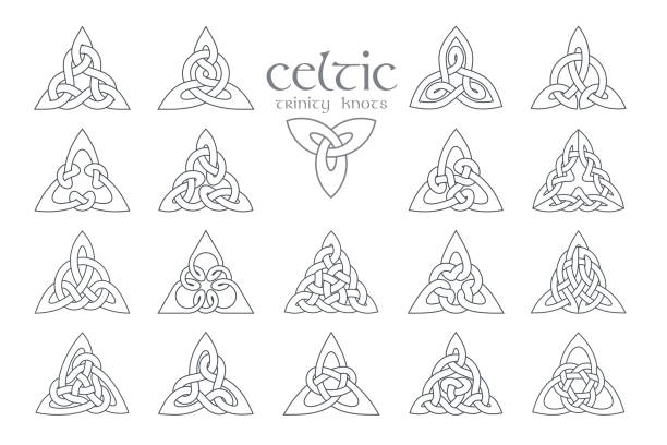 Vector celtic trinity knot. 18 items. Ethnic ornament. Geometric Vector celtic trinity knot. 18 items. Ethnic ornament. Geometric design. Vector illustration set cross tattoo stock illustrations