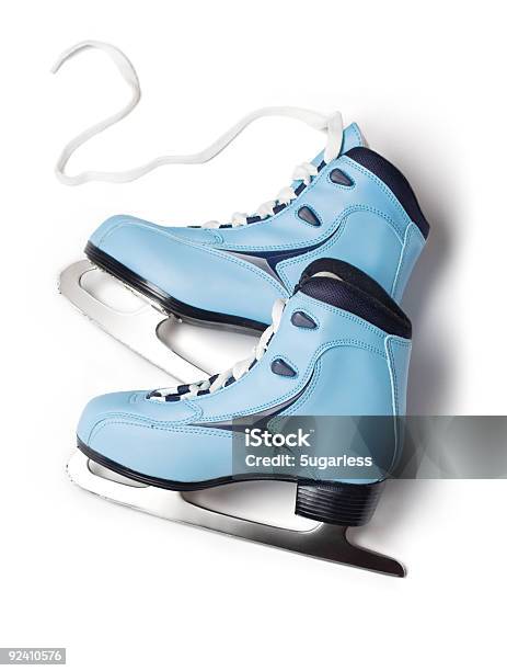 Blue Ice Skates Stock Photo - Download Image Now - Ice Skate, Ice-skating, Cut Out