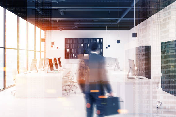 istock White office, black locker room cabinets toned 924111182