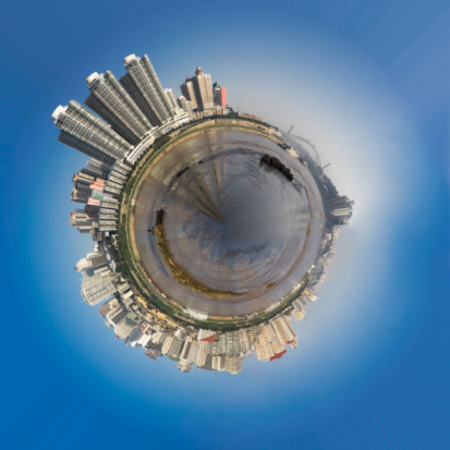 Modern City panorama by fish-eye lens