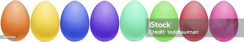 Colorful Easter Eggs In A Row - Lizenzfrei Blau Stock-Foto