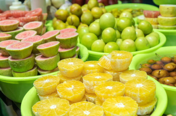 istock Different types of fruit in green pot 924114814