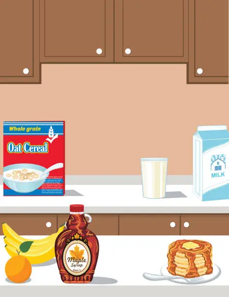 Vector illustration of Fresh Foods And Cooking with Breakfast Items