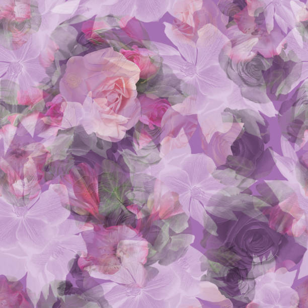 istock Flowers seamless pattern.Floral abstract purple  background.Backdrop for greeting card,textile and wallpapers 924131808