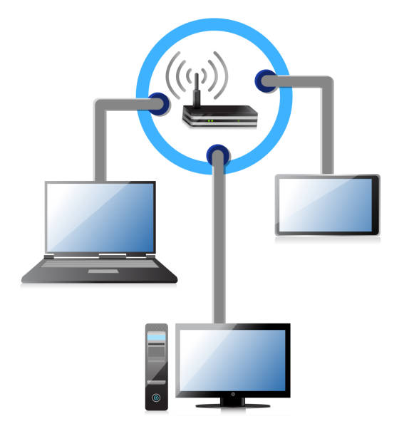 白い背景の上の wifi ネットワーク概念イラスト デザイン - wireless technology router computer network wap点のイラスト素材／クリップアート素材／マンガ素材／アイコン素材