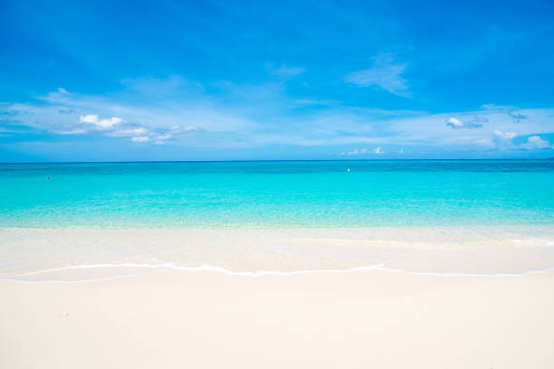 white sand seven mile beach - beach blue turquoise sea imagens e fotografias de stock