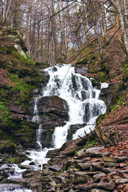 istock Beautiful Shypit Waterfal and rocks covered with moss. 924142394