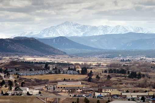 Picture is of Castle Rock Colorado taken from the rock park looking down the valley at Pikes Peak.