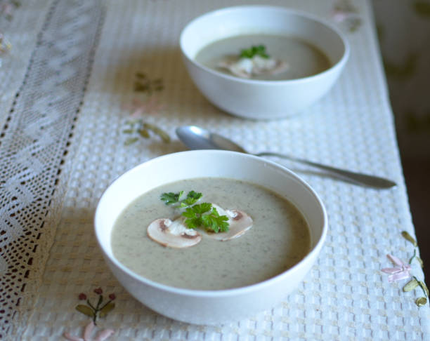 mushroom soup, lunch, vegetarian lunch