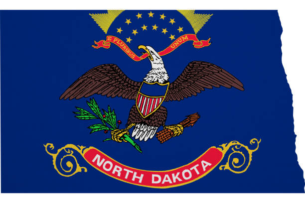 istock North Dakota flag USA with map 924143692