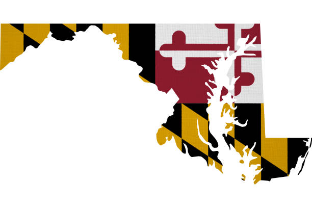 istock Maryland flag USA with map 924143764