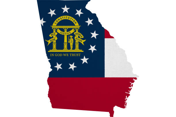 istock Georgia flag USA with map 924145116