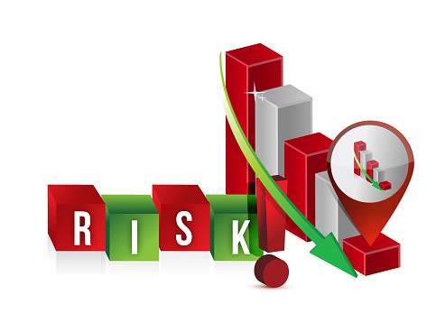 Downwards Risk Graph Icon Down Risk Graph Illustration Design Over A White Background Stock ...