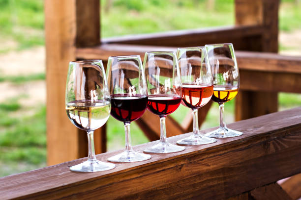 istock Glasses with wine. Red, pink, white wine in glasses. 924146628
