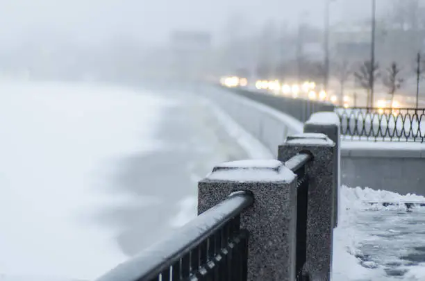 Saint-Petersburg , Russia, CIRCA, 2015, Winter view of the impenetrable Neva River