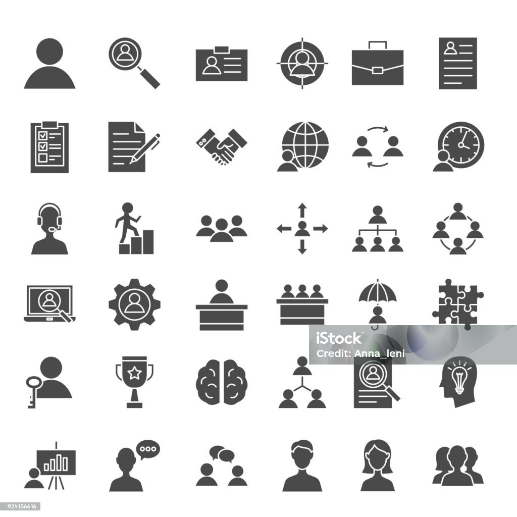 Ressources humaines solides Web Icons - clipart vectoriel de Icône libre de droits