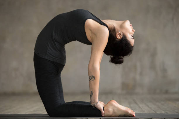 jovem mulher fazendo exercício ushtrasana - bikram yoga pilates beautiful - fotografias e filmes do acervo