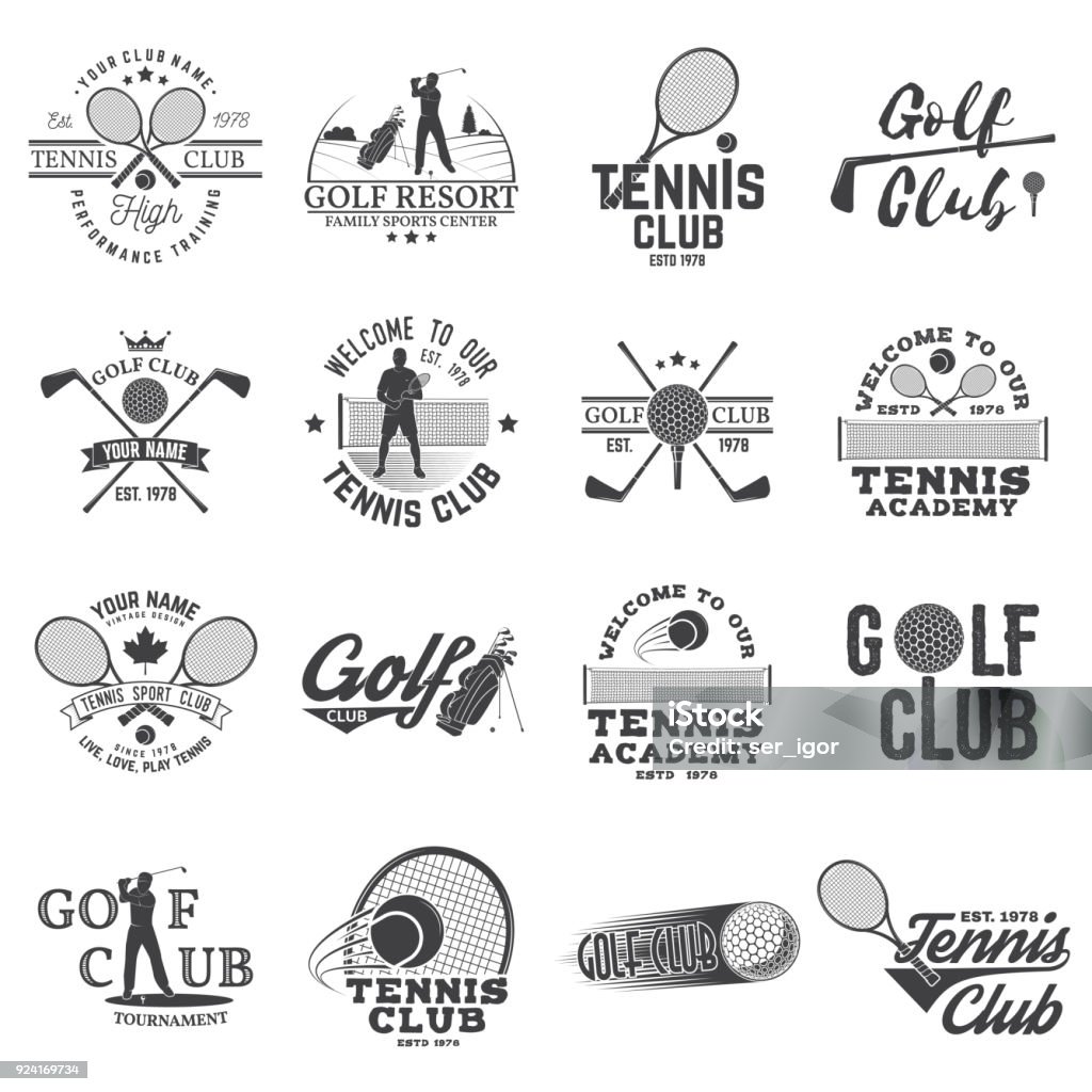 Ensemble de Golf club, le concept de club de Tennis - clipart vectoriel de Tennis libre de droits