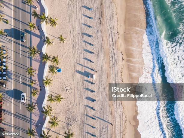 Fort Lauderdale Beach At Sunrise From Drone Point Of View Stock Photo - Download Image Now