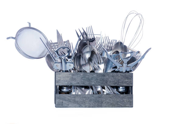 istock Wooden box filled stainless steel 924175742