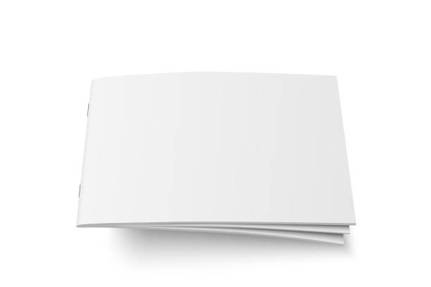 Vector mock up of book or magazine Vector mock up of book or magazine white blank cover isolated. Flying closed horizontal magazine, brochure, booklet, copybook or notebook template on white background. 3d illustration. horizontal stock illustrations