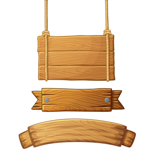 ilustraciones, imágenes clip art, dibujos animados e iconos de stock de conjunto de banners de madera ligeros - wood sign old plank